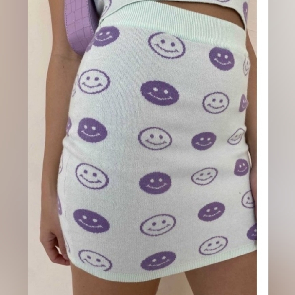 Bailey Rose Scattered Smiley Face Knit Skirt